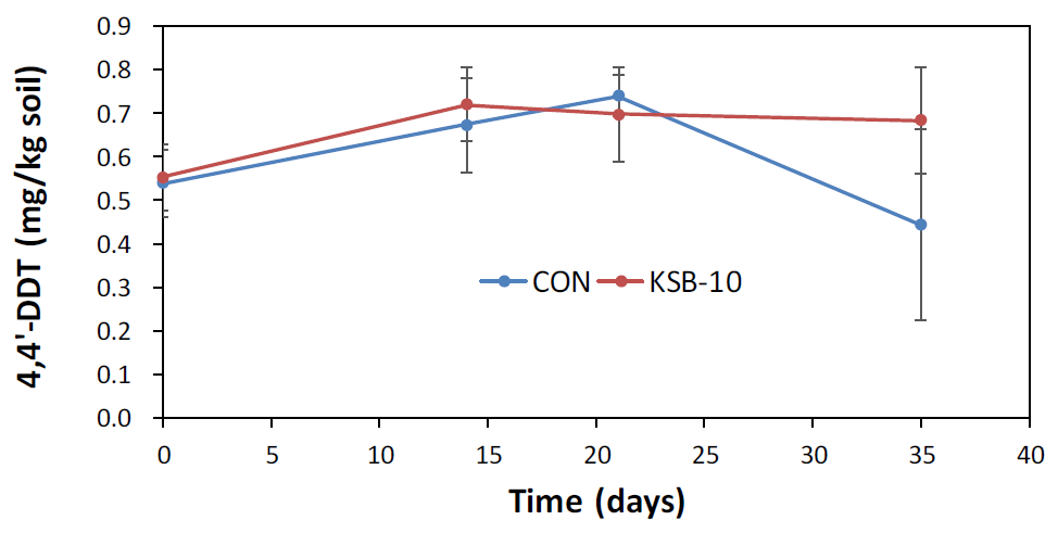 KSB-10 균주를 이용한 토양 잔류 DDT 분해 시험