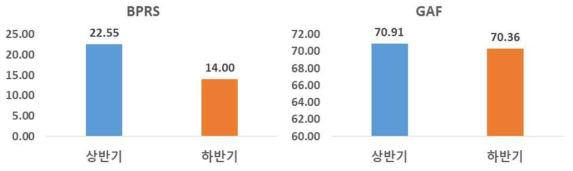 프로그램 적용 전·후 실험군의 정신상태평정척도 및 전반적 기능평가 척도 변화