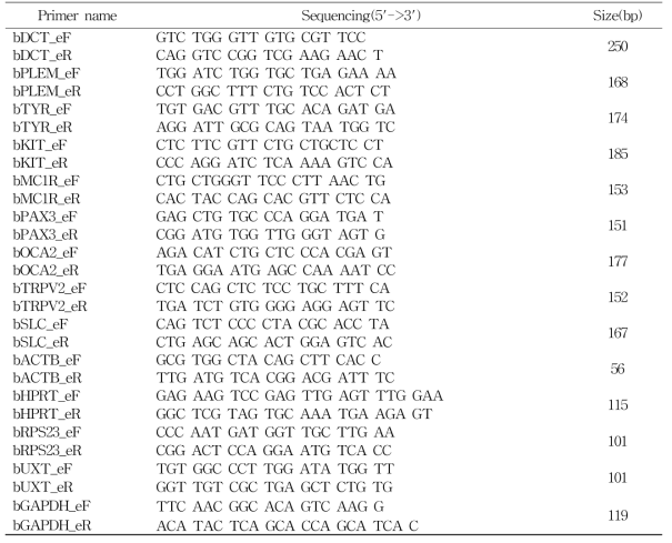 후보 유전자 프라이머 서열