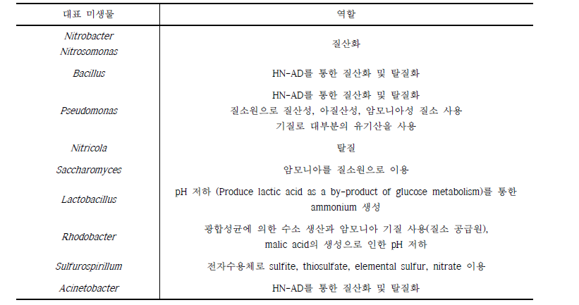 대표 미생물과 역할