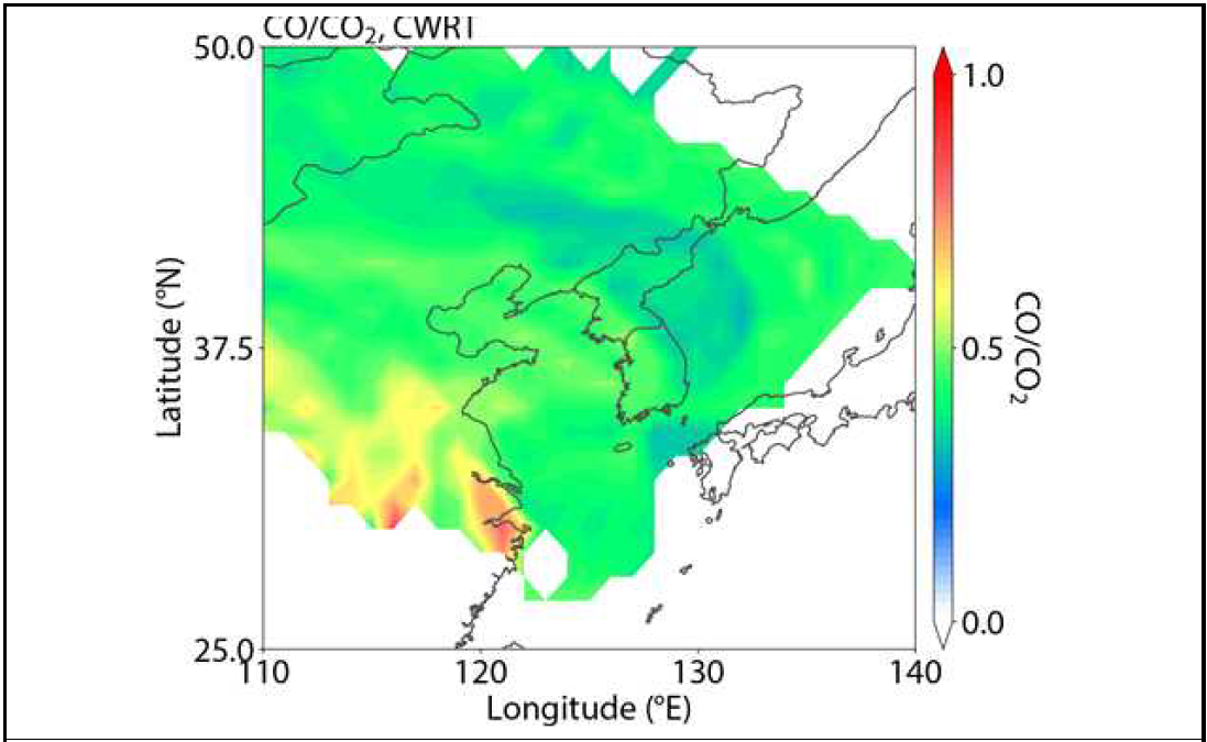 CO/CO2 비를 대상 RTWC 모델 결과