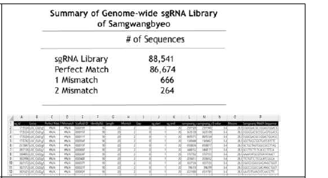 삼광벼 genome-wide sgRNA 소스 파일 요약