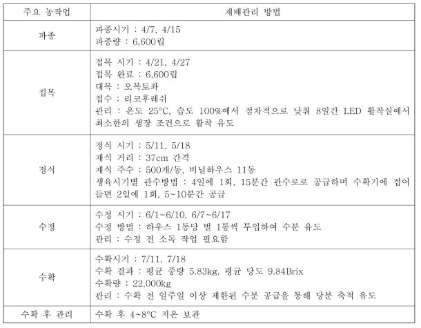 라이코펜 고함유 수박 2차년도 재배 결과