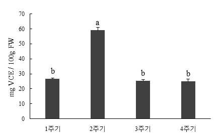 표고버섯 ‘산조 701’의 주기에 따른 항산화 능력 (ABTS)