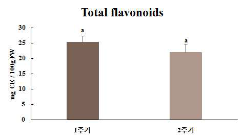 표고버섯 ‘L808’의 주기에 따른 총 플라보노이드 함량