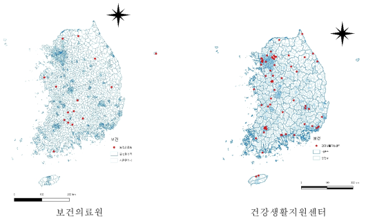 보건부문 현황도 2(보건소, 보건지소 및 보건진료소)