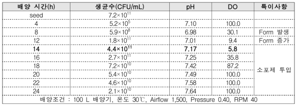 100L 배양기 배양 결과 2차