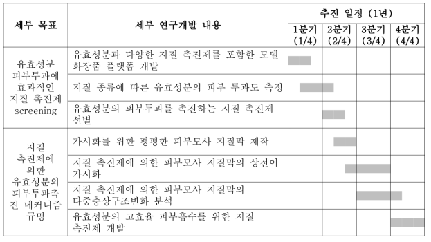 연구목표 요약 및 추진 일정