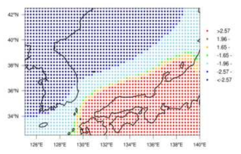 Averaged local general G of specific rain water at 1000 hPa for heavy snow cases