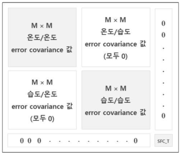 모델 배경장에 대한 오차공분산 행렬 구조