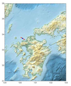 2005년 M6.6 후쿠오카 지진이 발생한 단층인 Kego 단층 지대의 북서 부분에 해당하는 단층이다. 단층 ID는 F012401 이며, 길이는 약 28 km 이다. 파란색 원은 진앙의 위치를 나타낸다