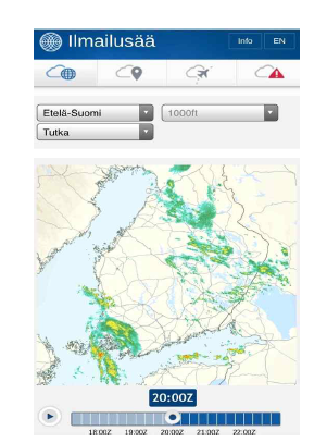 핀란드 기상청의 모바일 사이트(항공기상)