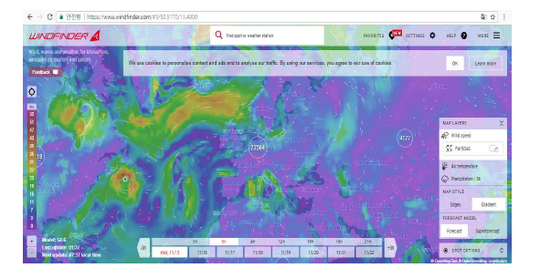 Windfinder 홈페이지