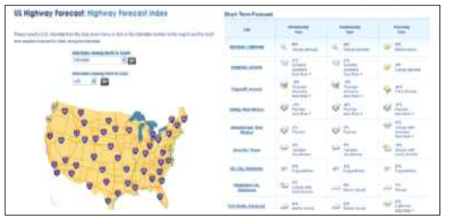 미국 주간고속도로 기상정보 제공 사례