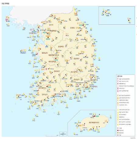 기상청 플랫폼 제공 한반도 지역 기상관측망 지도 (출처: 기상청)