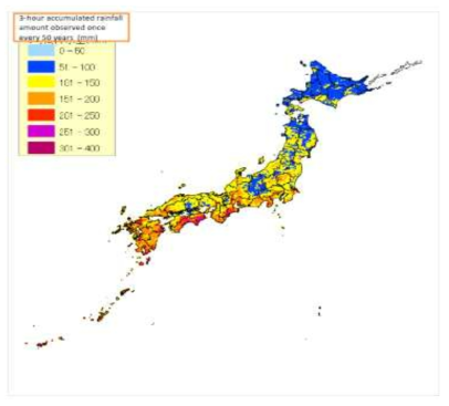 50년 빈도 3시간 강우량