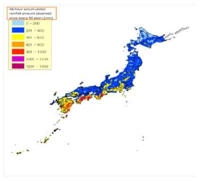 50년 빈도 48시간 강우량