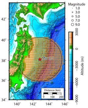2011년 동일본 지진해일의 파원 추정을 위한 단위단층 (10 arc-min) 설정 (PARI)