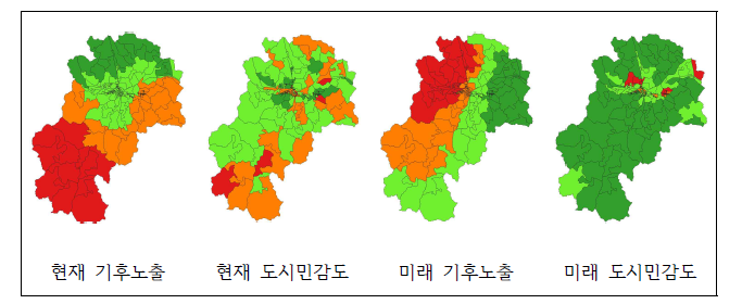 21’년 김천시 폭우재해취약성종합 등급 도출 과정