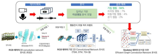 개체의 감염 의심 상태 판별을 위한 행동 인식 모델 개념도