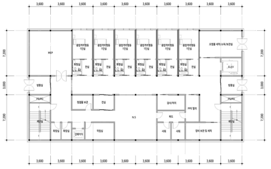병동부 기준층 평면도