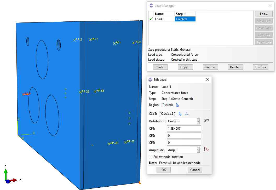 하중재하 입력창(ABAQUS)