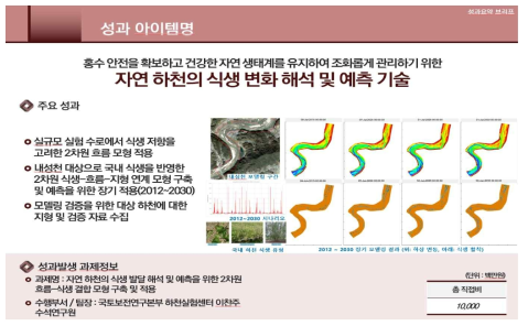 자연 하천의 식생 발달 해석 및 예측을 위한 2차원 흐름-식생 결합 모형 연구 성과요약 브리프