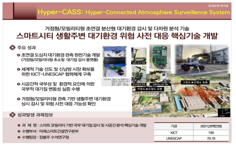 스마트 모빌리티의 효용성 검증을 위한 고밀도 대기오염 감시 및 시공간 분석 핵심기술 개발 성과요약 브리프