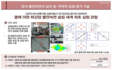 열에 의한 화강암 불연속면 전단거동에 관한 실내시험 연구 성과요약브리프