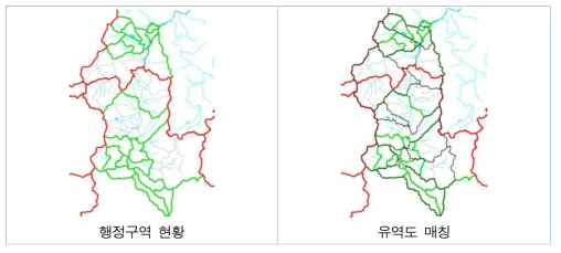 경안천 유역 행정구역별 소유역 배분