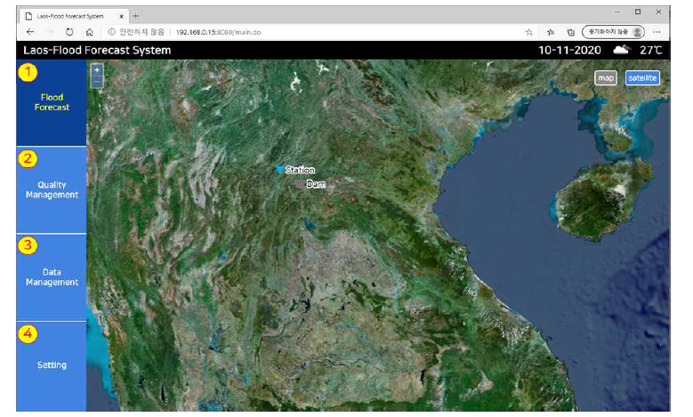 라오스 홍수예측시스템 메뉴 구조