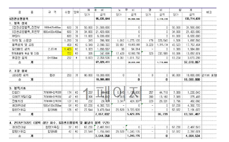 아산탕정지구 택지 내역서