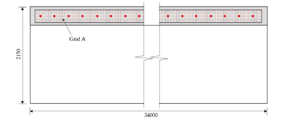 벽체 손상부 그리드 시공(단위 : mm)