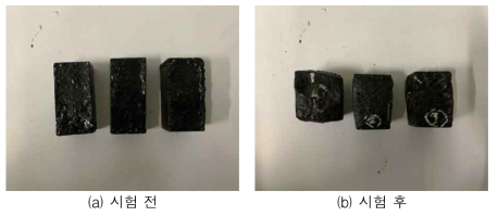 압축강도 시험(10℃) 전, 후 비교