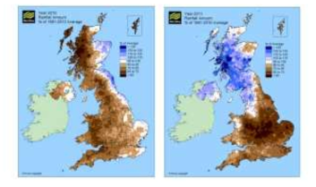 가뭄 발생에 대한 영국 기상청의 강우분석결과 (자료: 국회입법조사처 [수문학적 가뭄 관리 체계 효율화를 위한 정책과제], 2016. 11)
