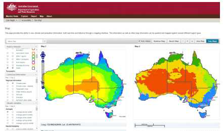 호주 농업수자원부의 가뭄관련 모니터링 결과 (자료: 국회입법조사처 [수문학적 가뭄 관리 체계 효율화를 위한 정책과제], 2016. 11/http://data.daff.gov.au/monitor/map.html)