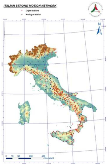 이탈리아 strong motion network (RAN) (Gorini et al., 2010)