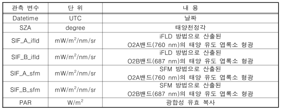 2020년 논벼에서 관측된 태양 유도 엽록소 형광