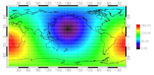 Solar zenith angle (SZA) on 0000UTC 15 June 2015