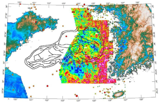 연구지역의 지자기이상 analytic signal 분석 및 지진 분포