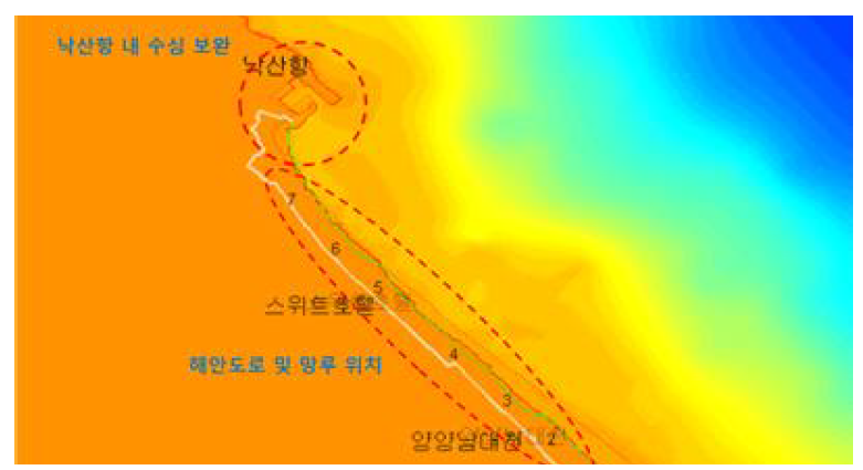 낙산 해수욕장 수심