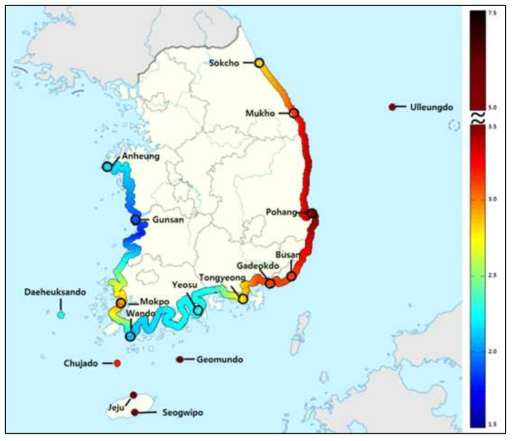 한반도 주변 해역의 해수면 상승율