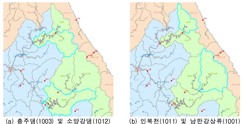 댐유역 중권역(충주댐, 소양강댐, 인북천, 남한강상류)