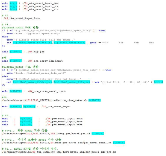 수문 전망 가뭄지수 산출 개선된 쉘 프로그램