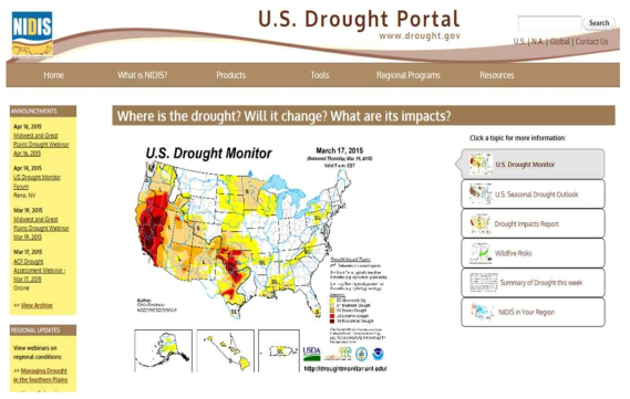 NIDIS의 U.S. Drought Portal