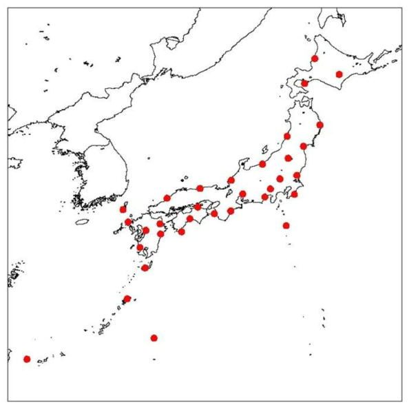 Deployment of wind profiler belong to Japan(Year : 2016)