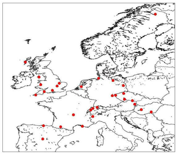 Deployment of wind profiler belong to Europe(Year : 2016)