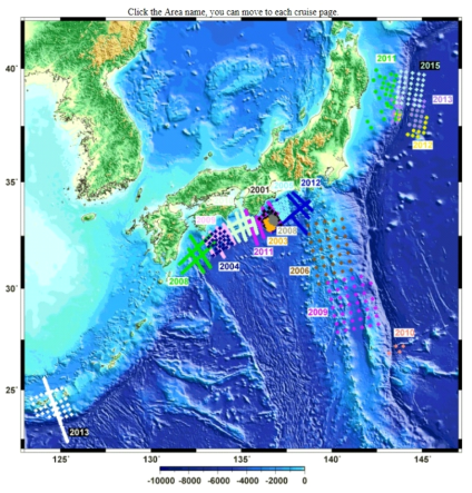 Locations of OBSs deployed around the Japan Arc by JAMSTEC. (From https://www.jamstec.go.jp/jamstec-e/ IFREE_center/data-e/seismicity_all-e.html)