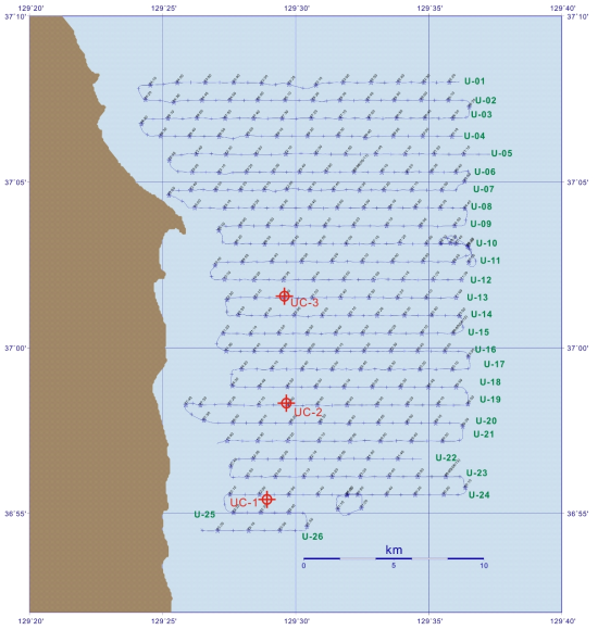 Locations of high-resolution seismic lines obtained offshore Uljin