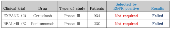 위암에서 EGFR 항체 치료제 임상 실패 사례